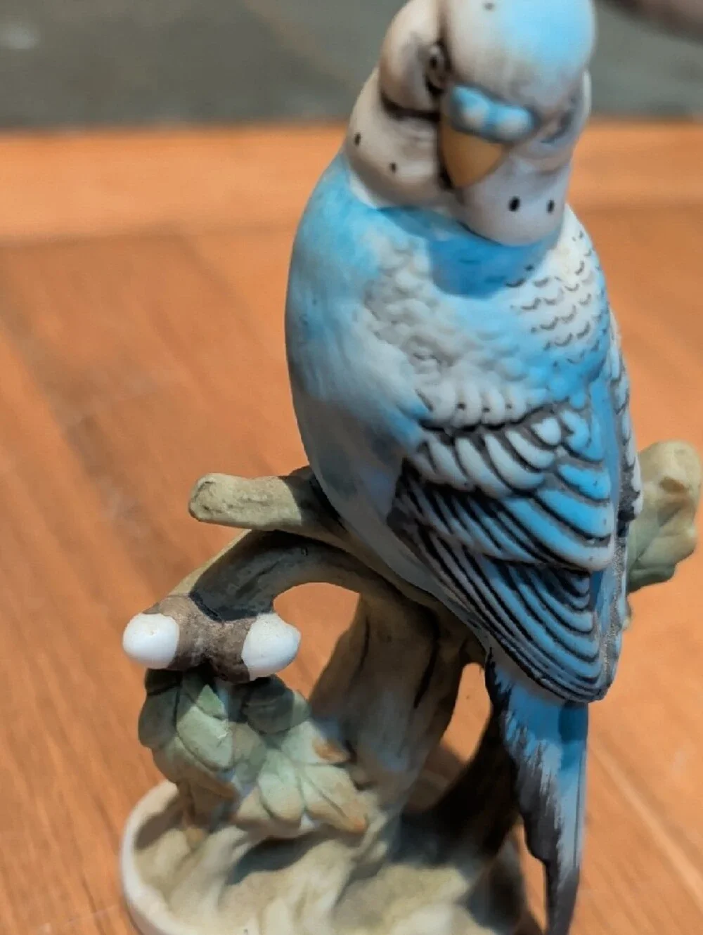 Blue Parakeet Figurine - Decorative Ceramic Bird Nature Home Decor Accents - Picture 2 of 9